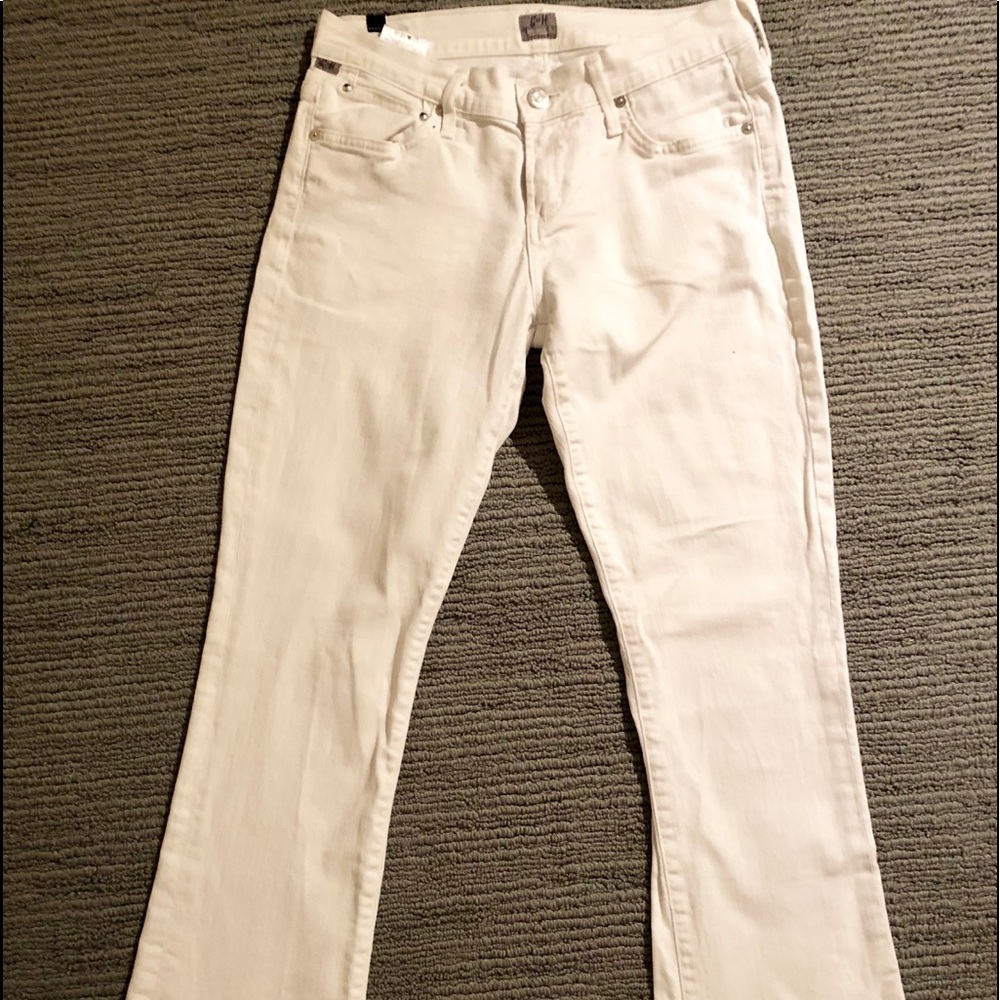 White boot cut jeans